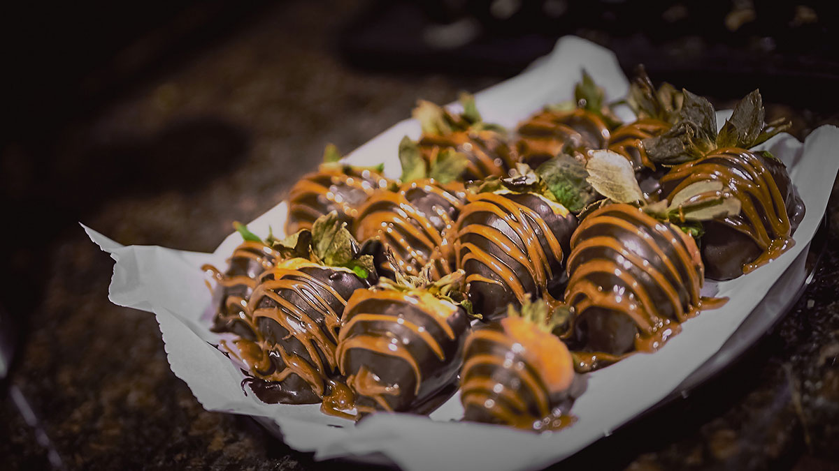 Chocolate covered strawberries made with Belching Beaver from San Diego CA